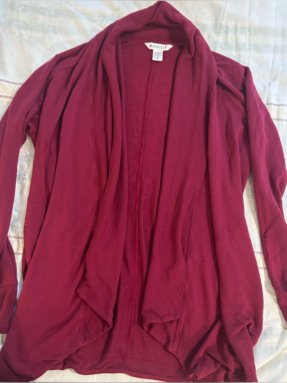 Athleta Deep Berry Open-Front Draped Cardigan XS